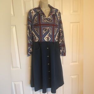 Womens William Lawrence Dallas Blue Butterfly Flower Polyester Dress Burgundy